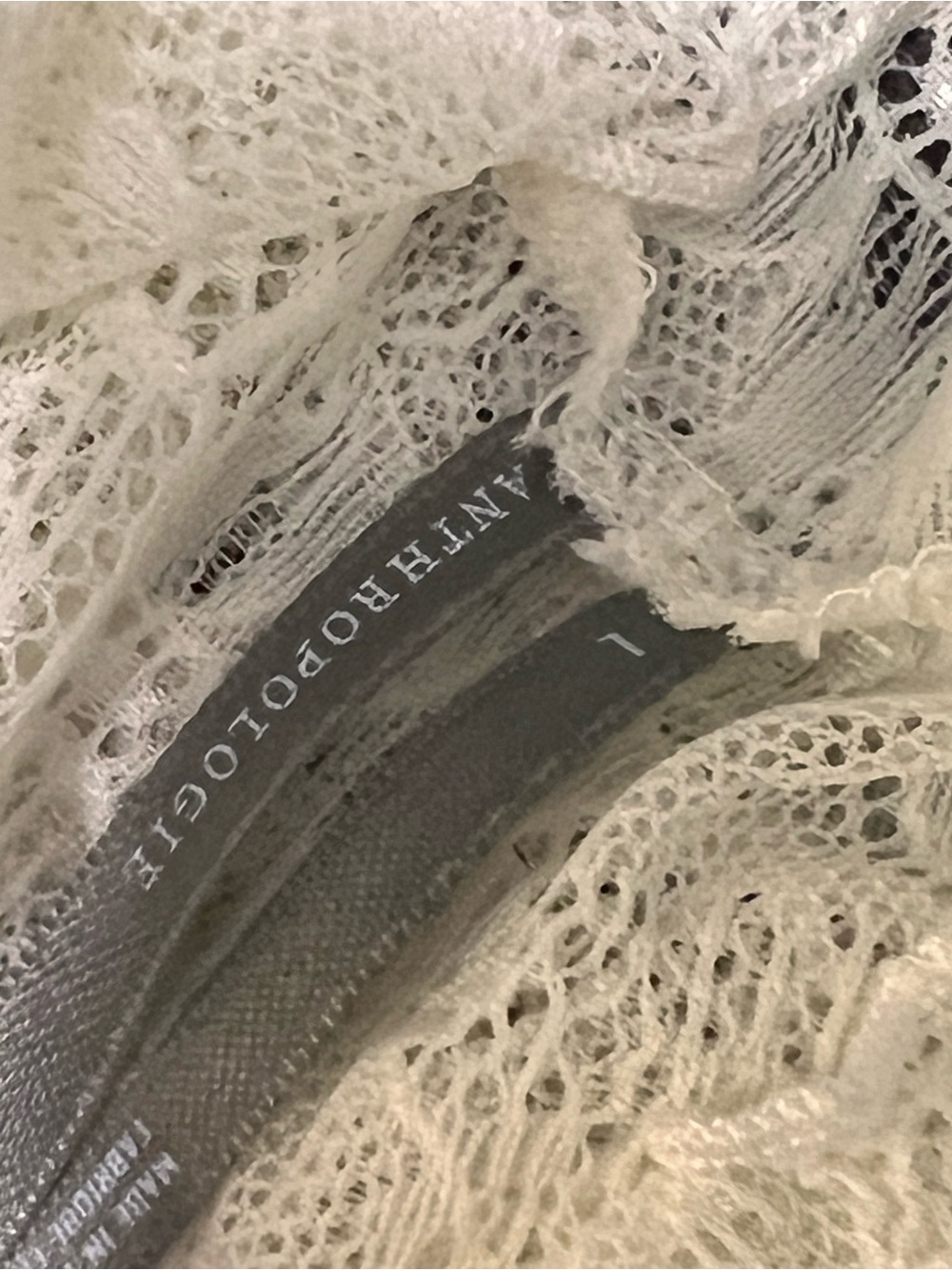 Anthropologie Lace Mock Neck Top - Ivory - Size L - Picture 5 of 7